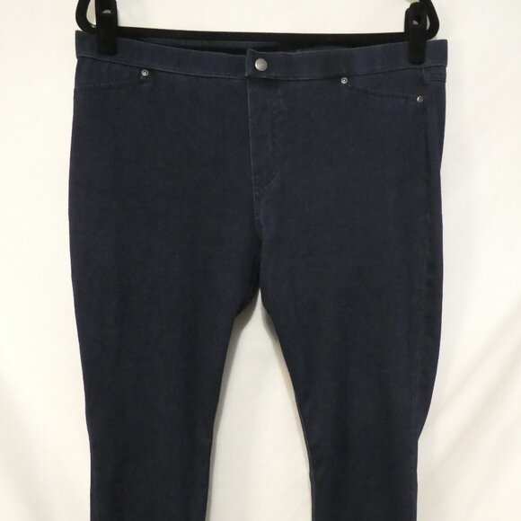 HUE | XL - extra large | Dark Blue Sleek Form-Fitting Slip-On Pants - Picture 6 of 16